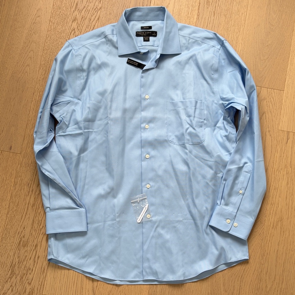 Pronto Uomo Men’s Light Blue Dress Shirt - Spread Collar